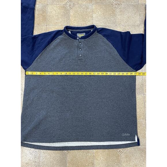 Cabelas Men’s Long Sleeve Cotton 2XL Henley Heavy Weight T-Shirt Blue/Gray - Picture 5 of 12